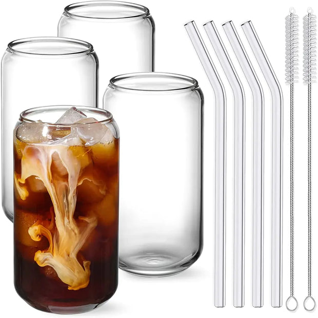 Arlazztup™ Glass Cup With Lid and Straw